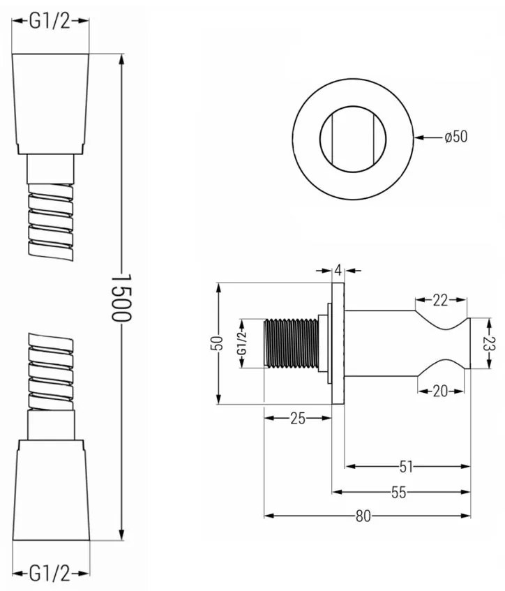 Mexen tartozékok - 1 pontos kézizuhany készlet R-70, fehér, 785706051-20