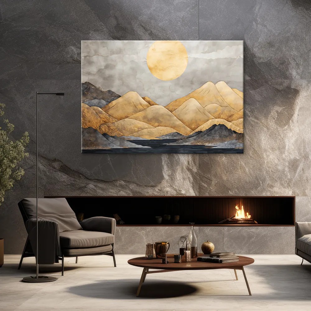 Gario Vászonkép Japán táj arany hegyek Méret: 90 x 60 cm