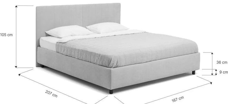 Bézs kárpitozott ágyneműtartós franciaágy ágyráccsal 160x200 cm Myra Slim Line – Bonami Selection
