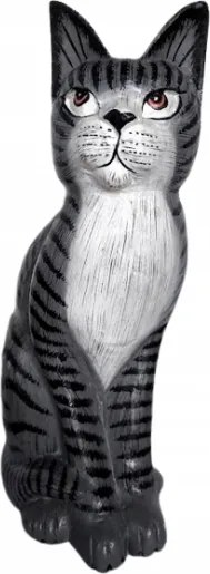 Macska Figura fából 32cm Kézműves /56/