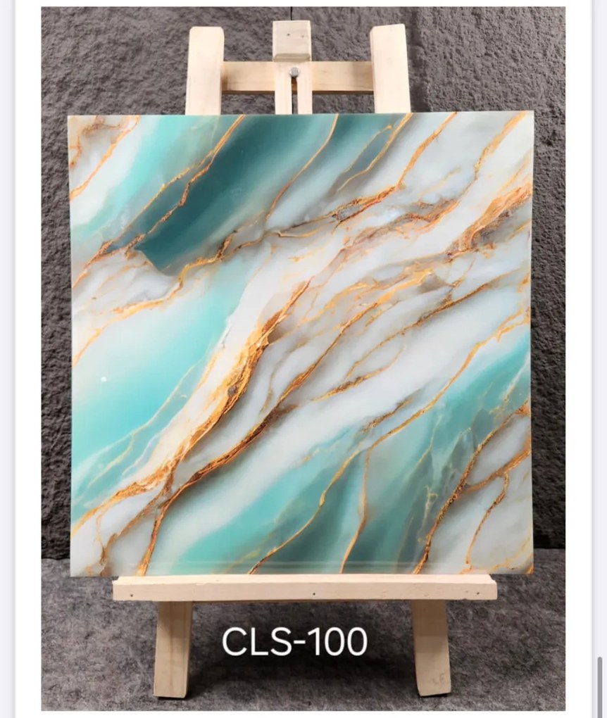 12 Db Királyi Márvány Dekor Lap Falpanel Falra 60 X 60 Cm Fényes Vízálló Felülettel Kék