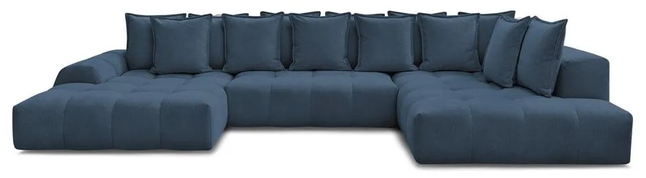 Sötétkék zsenília kinyitható-tárolóhelyes sarokkanapé (jobb oldali-U alakú) Everest – Bobochic Paris