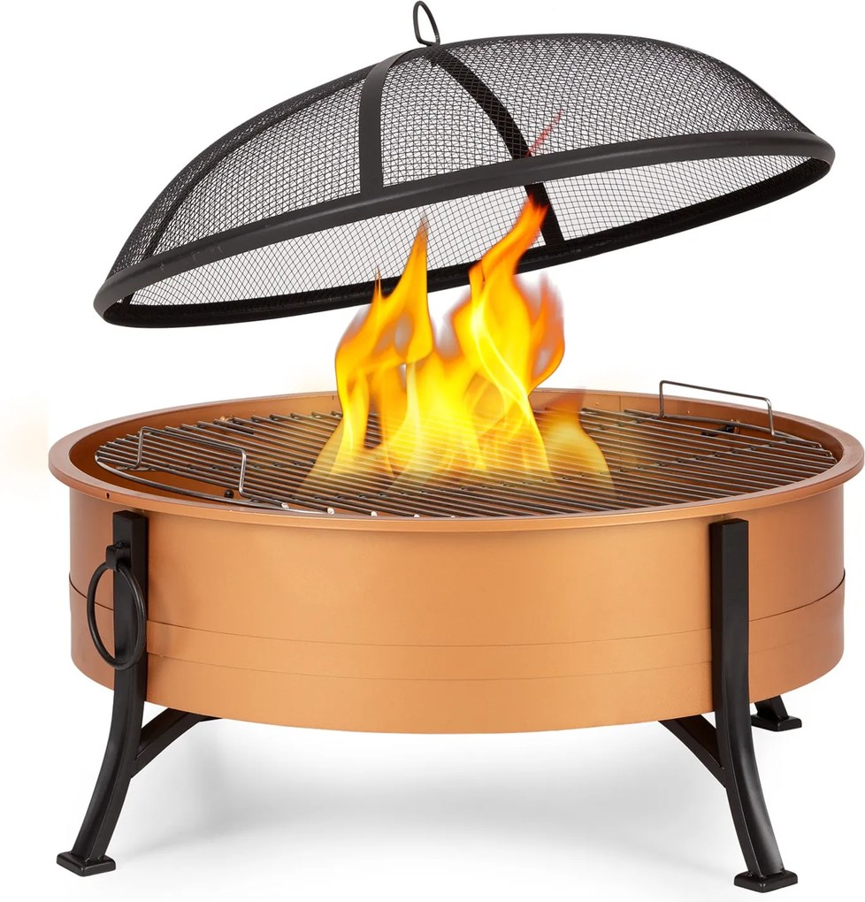 Blumfeldt Catania, 2 az 1-ben tűzrakóhely, Ø 80cm, szikrafogó, Ø 70cm grill, acél, réz