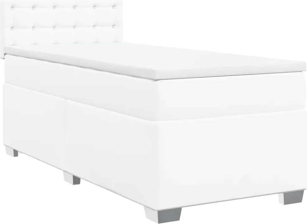 vidaXL fehér műbőr rugós ágy matraccal 90x190 cm
