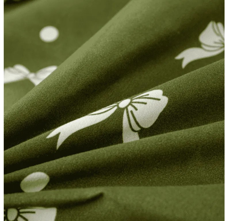 Mikroflanel ágyneműhuzat WHITE BOW zöld Ágyneműhuzat mérete: 70 x 90 cm | 140 x 220 cm