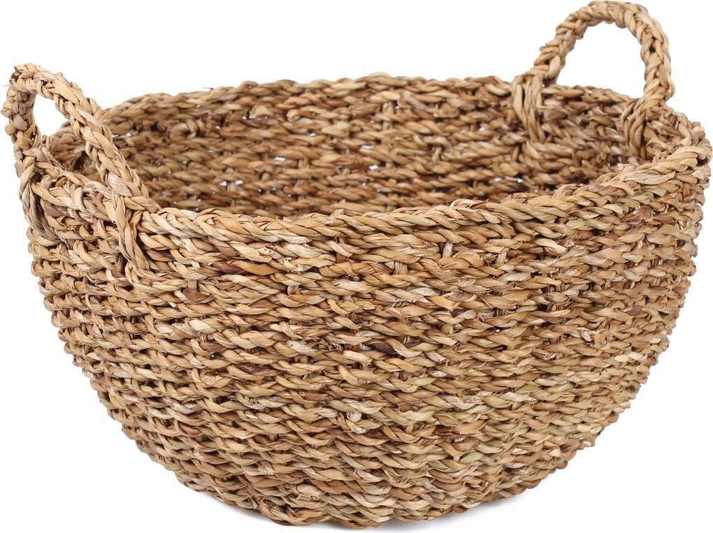 Boho Kerek Tengerifű Kosár Fogantyúkkal 35x35x15/19 cm