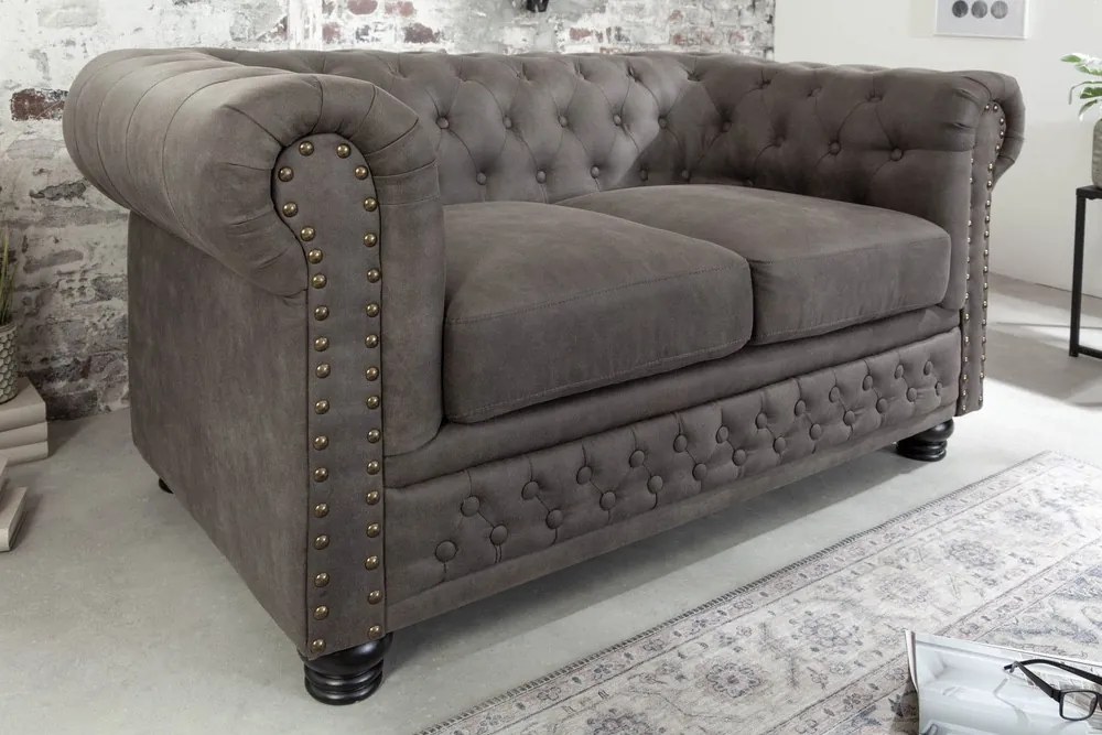 Kettes kanapé Chesterfield II 150 cm antik szürke