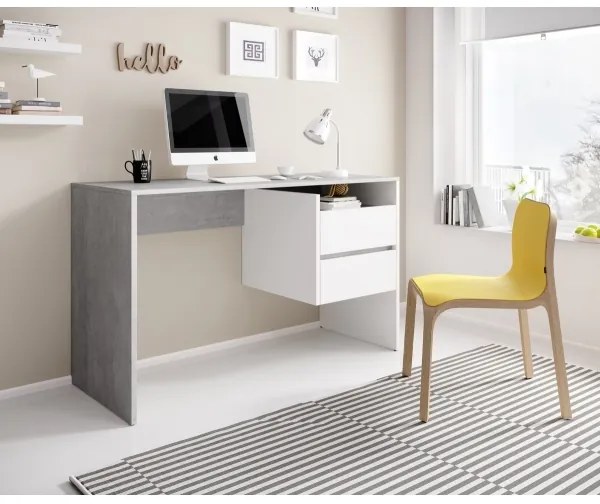 Fiókos íróasztal MARLO beton szürke/fehér