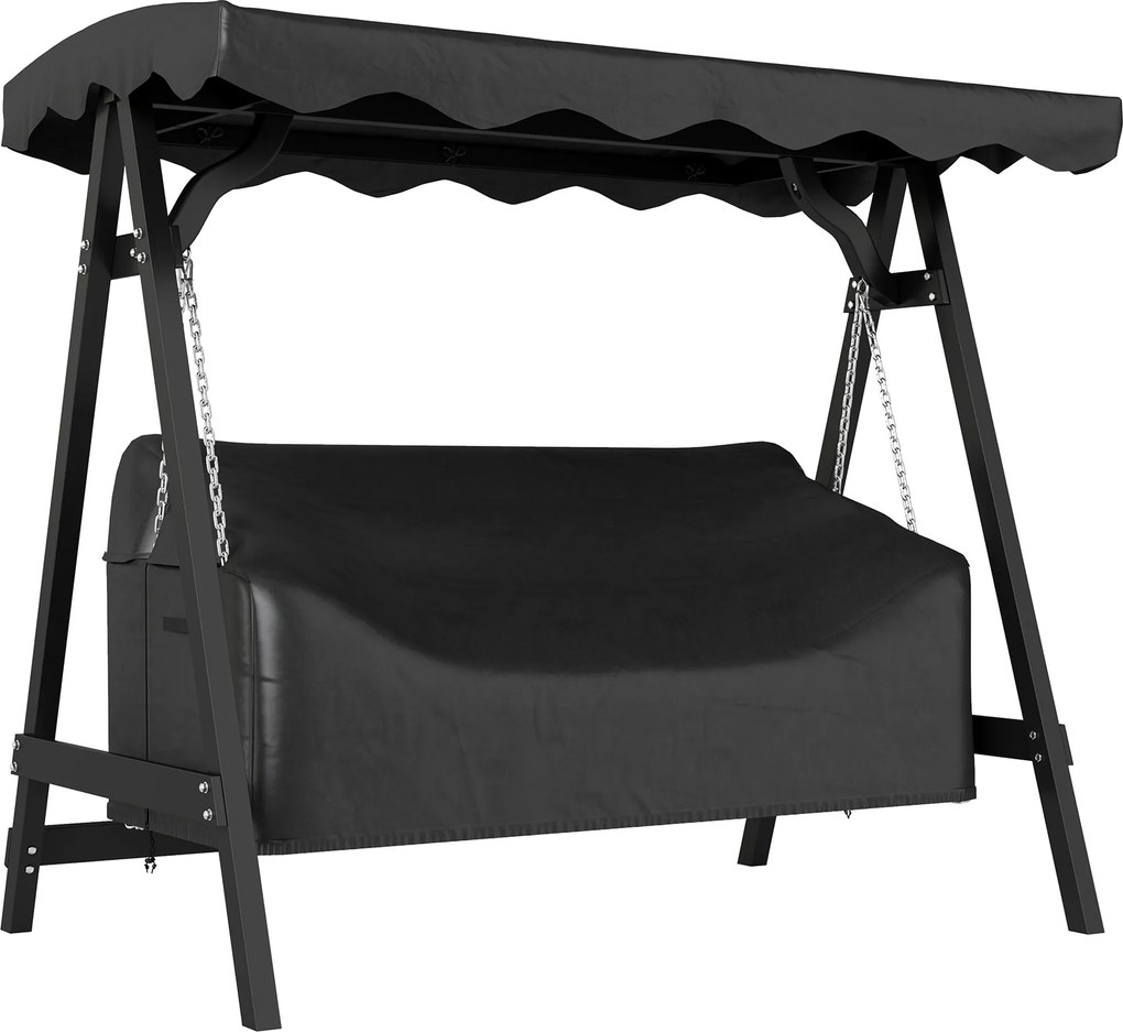 Outsunny 3 személyes kerti hinta takaró — vízálló, szélálló és UV-álló, PU-bevonatú Oxford, 185 x 76 x 81 cm — fekete | Aosom
