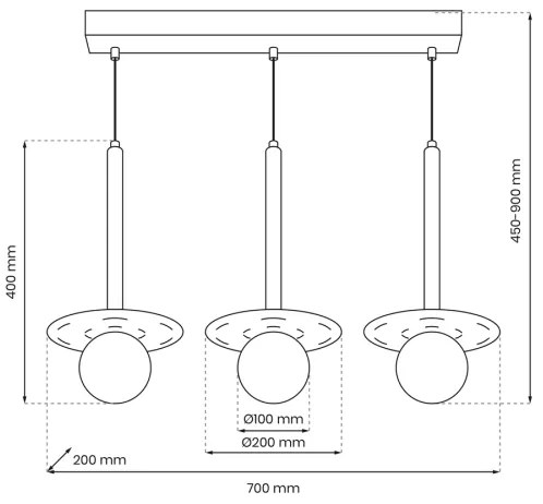 Csillár zsinóron FUTURA 3xG9/7W/230V fekete