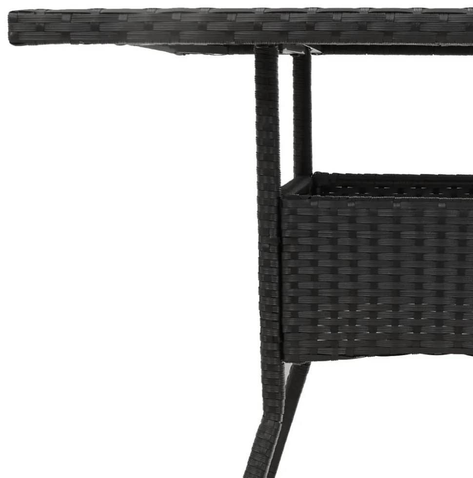 fekete polyrattan kerti asztal akácfa lappal 80 x 80 x 75 cm