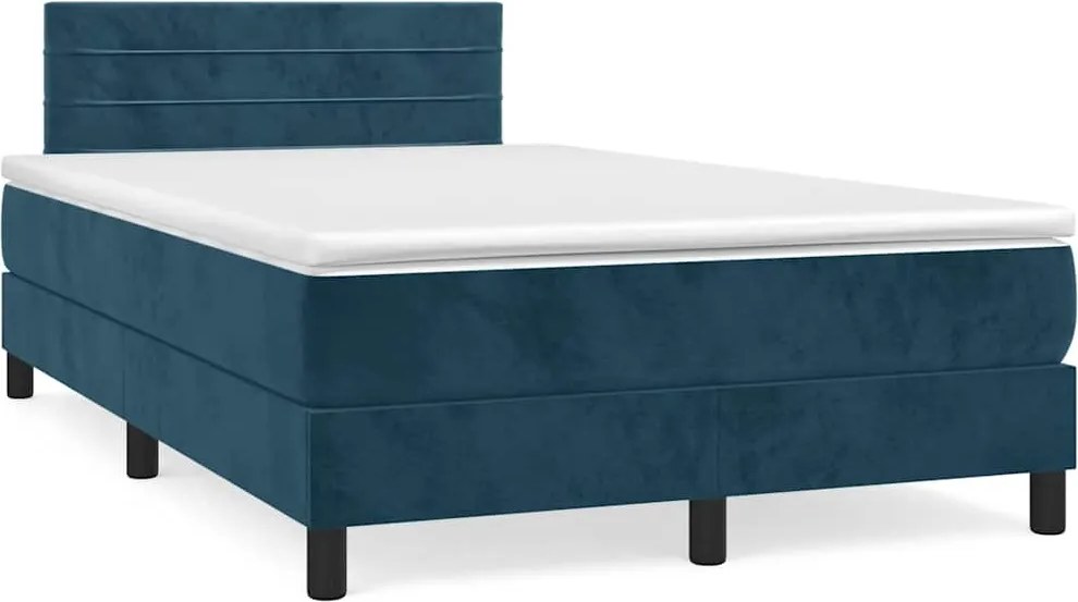 vidaXL sötétkék bársony rugós ágy matraccal 120x190 cm