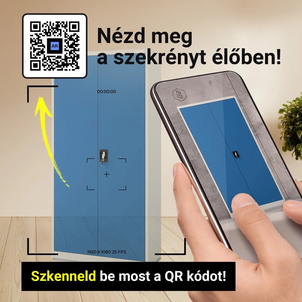 Fém iratszekrény JAN, 900 x 1850 x 400 mm, szürke-kék