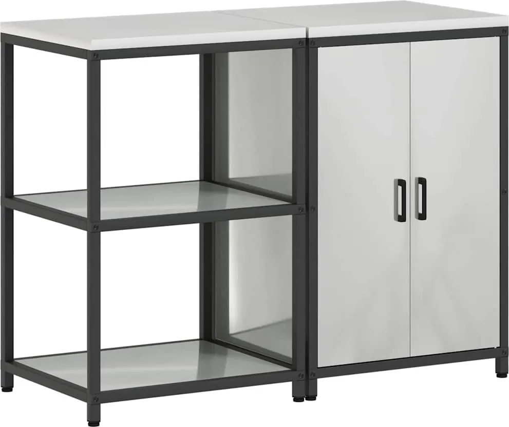 vidaXL Konyhai Tároló Készlet polcokkal 2 pcs Ezüst Horganyzott acél