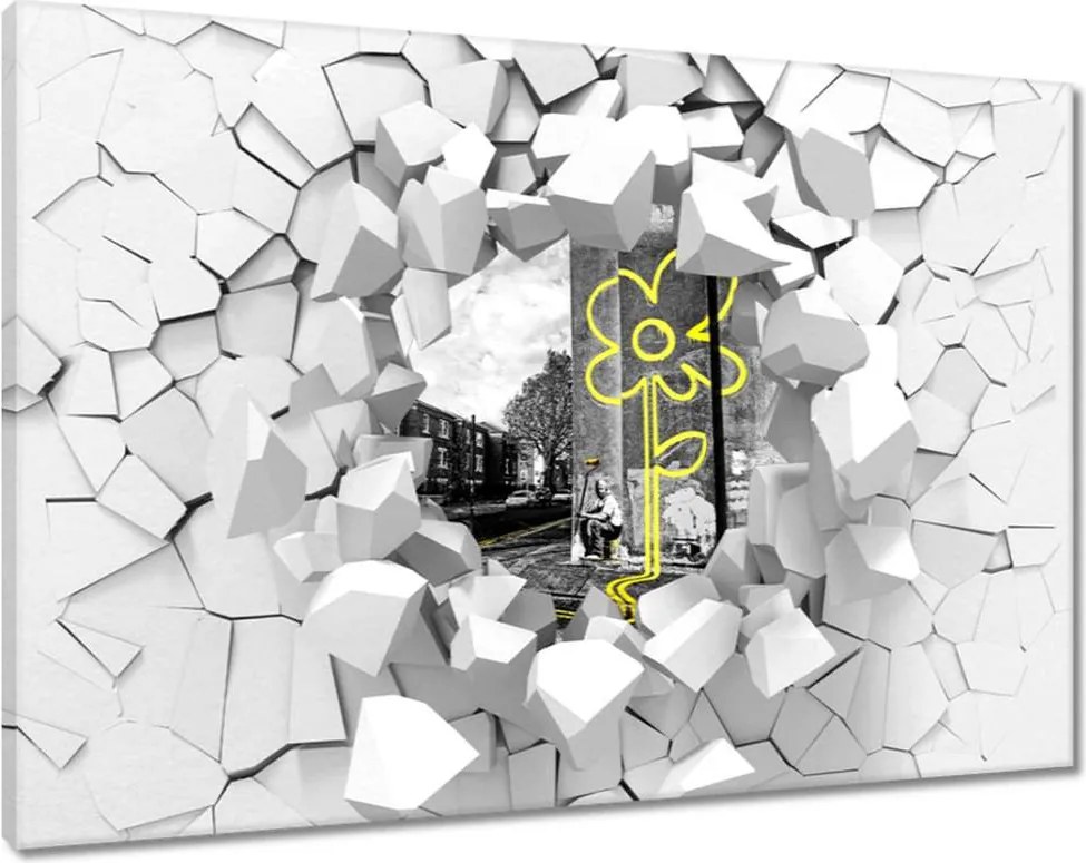 Vászonkép 120x80 Banksy sárga virág