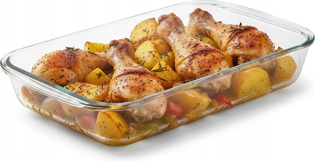 Hőálló Edény Kicsi 2,2L Téglalap Alakú Üveg Sütéshez