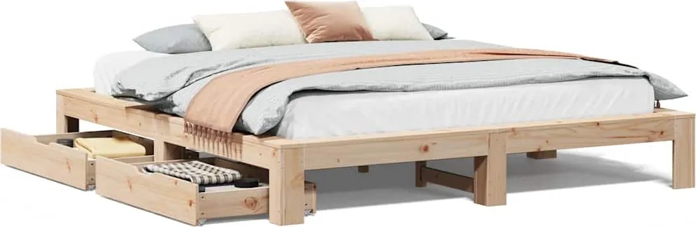 vidaXL tömör fenyőfa ágy matrac nélkül 200 x 200 cm