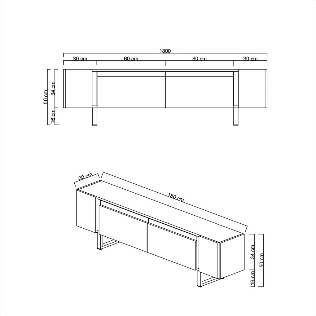 TV szekrény Yildiz - Anthracite, Silver