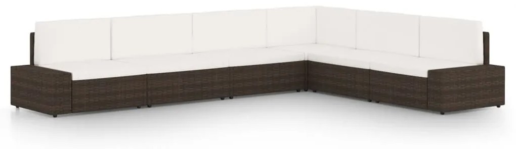 vidaXL 6 részes barna polyrattan kerti ülőgarnitúra párnákkal