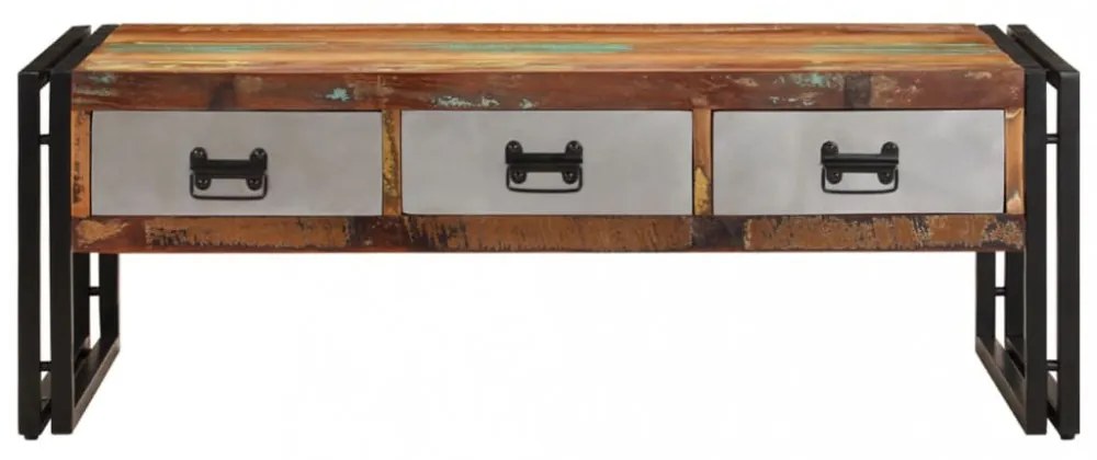 3-fiókos újrahasznosított fa dohányzóasztal 100 x 50 x 35 cm