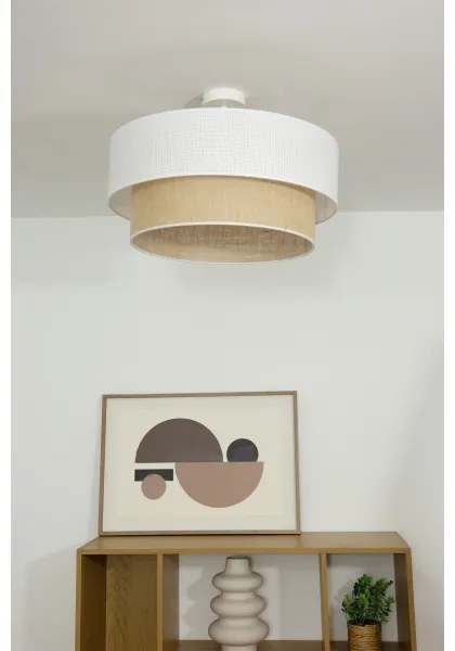 Felületre szerelt BORHO csillár 1xE27/60W/230V fehér/juta