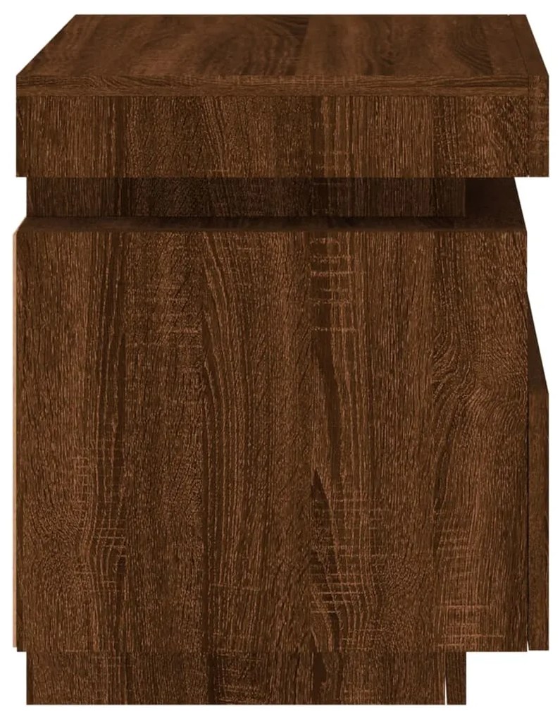 2 db barna tölgy éjjeliszekrény LED-fényekkel 40x39x48,5 cm