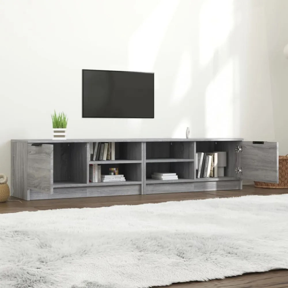 2 db szürke sonoma színű szerelt fa TV-szekrény 80x35x36,5 cm