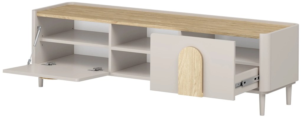 Amilio RTV szekrény 170 cm - kasmír / olajozott tölgy / világos tölgy fogantyú