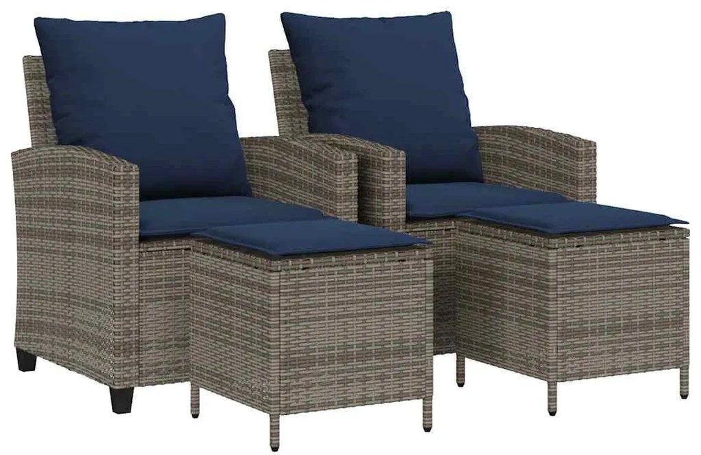 4 részes szürke polyrattan kerti ülőgarnitúra párnákkal