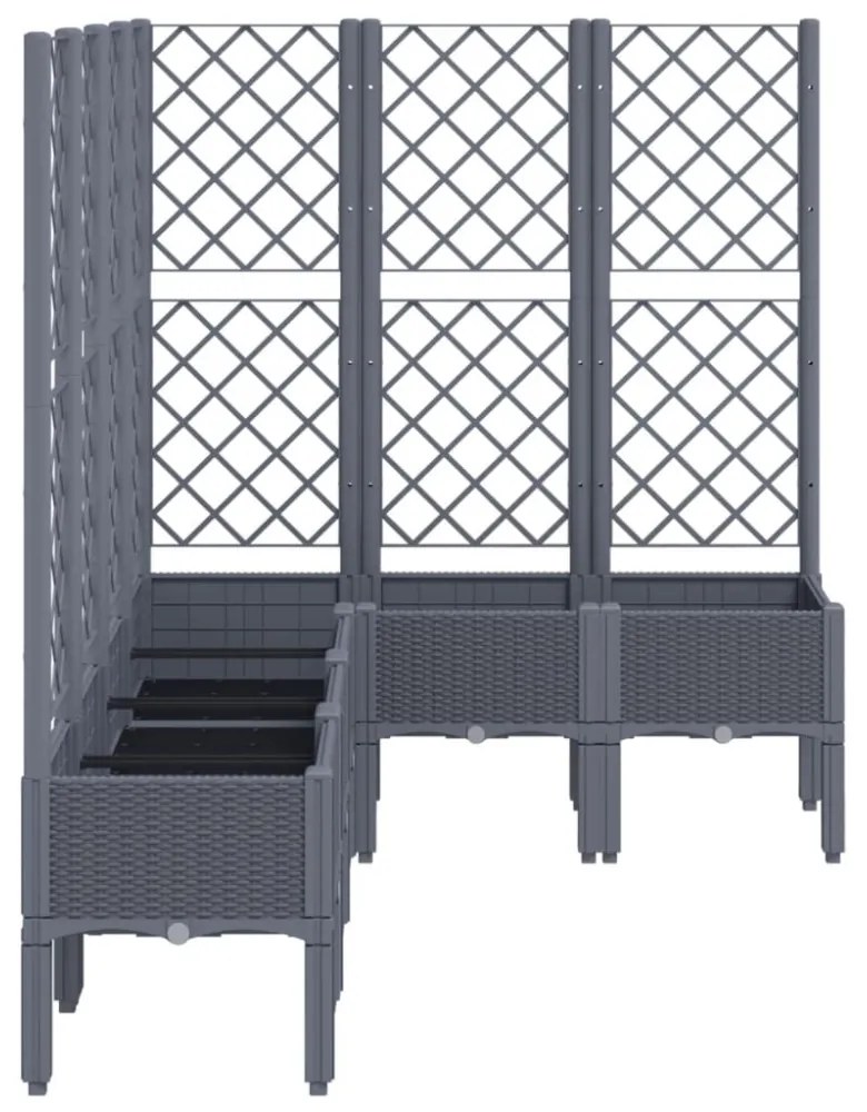 kékszürke PP rácsos kerti ültetőláda 160 x 120 x 142 cm