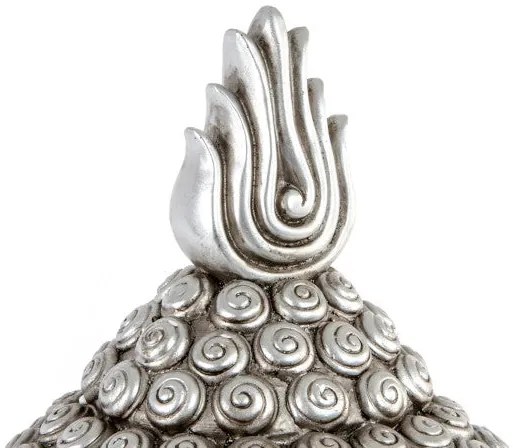 Buddha fej szobor fekete ezüst 27x24x49 cm