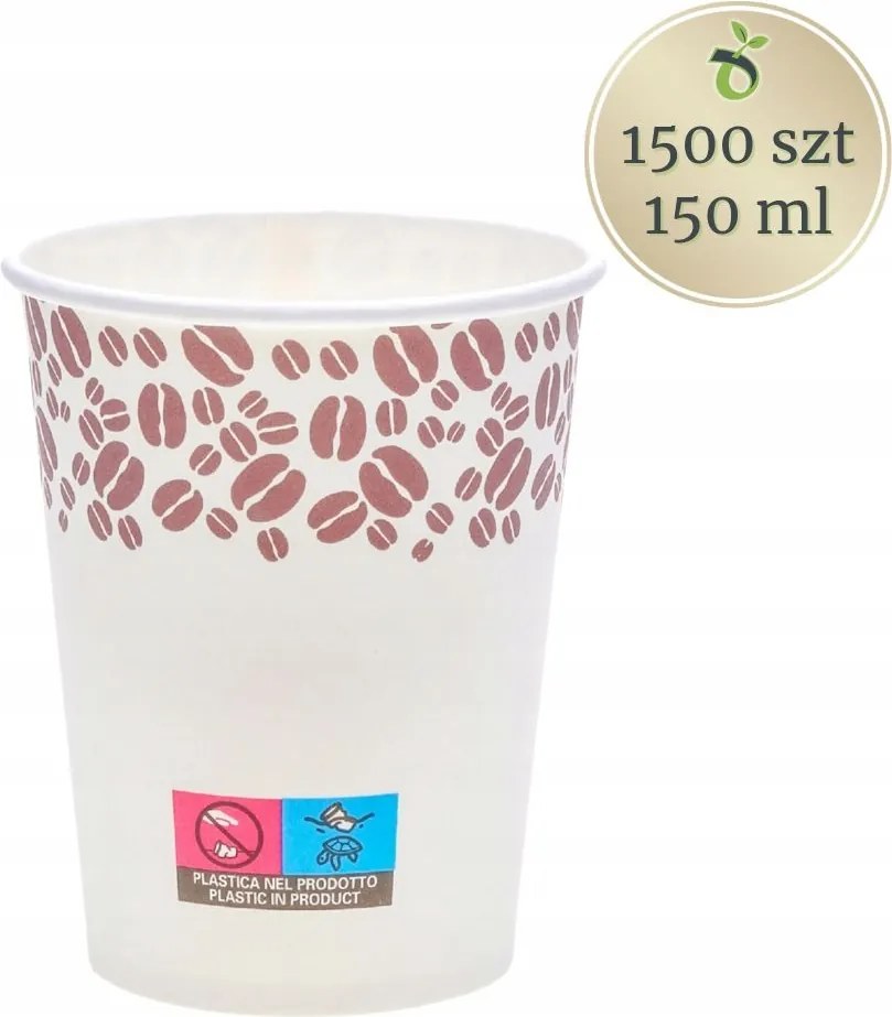 1500 db Fehér papírpohár kávéhoz vagy teához 150 ml nyomott mintával