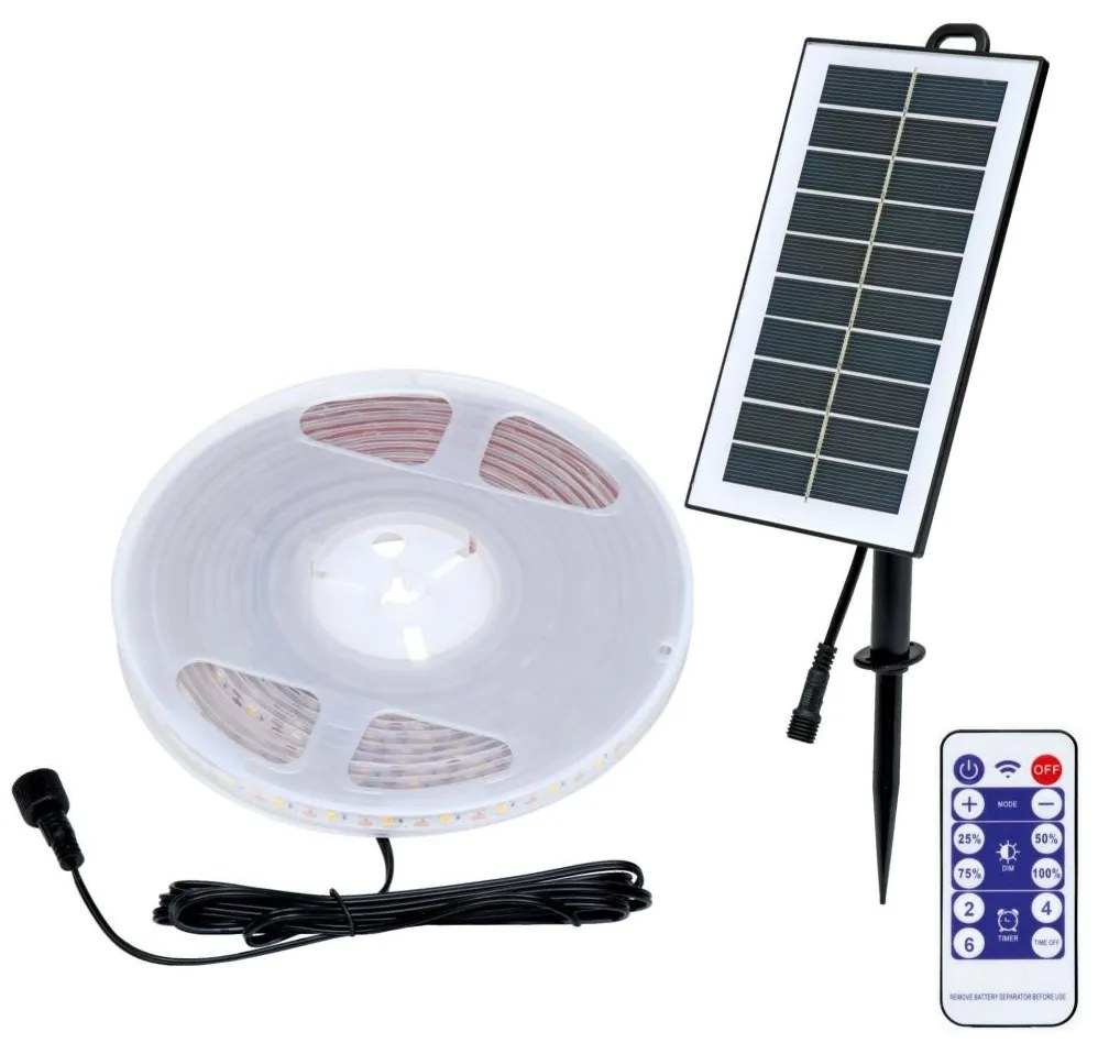 Ecolite Ecolite DX-SOLAR-3000/5M - LED Napelemes szalag 3,7V 2400mAh 5m IP65 EC0354