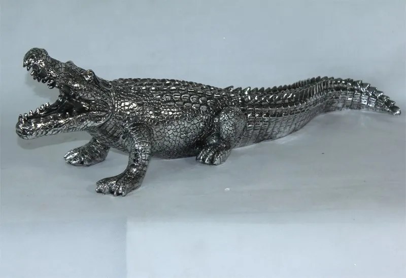 Krokodil figura Műanyag Ezüst 20,5x67x18,5cm