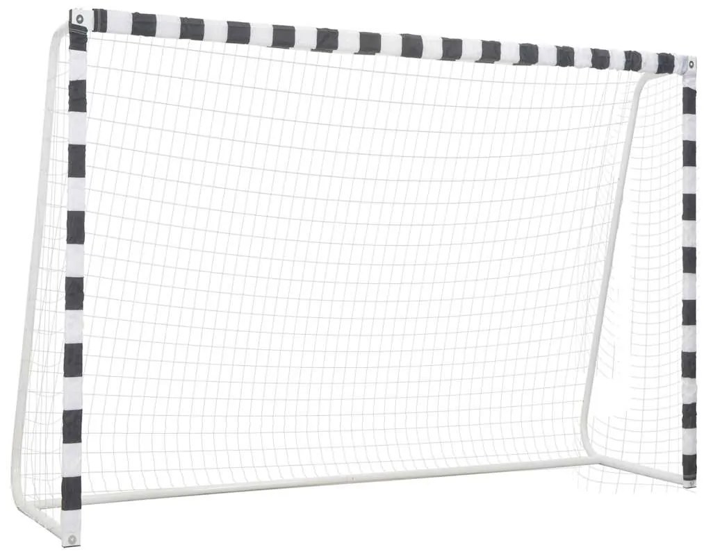 vidaXL fekete-fehér fém focikapu 300 x 200 x 90 cm