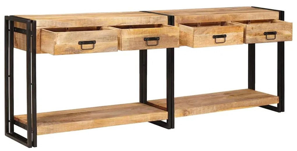 Konzolasztal 2 pcs Barna 200 x 33 x 75 cm Tömör nyers mangófa