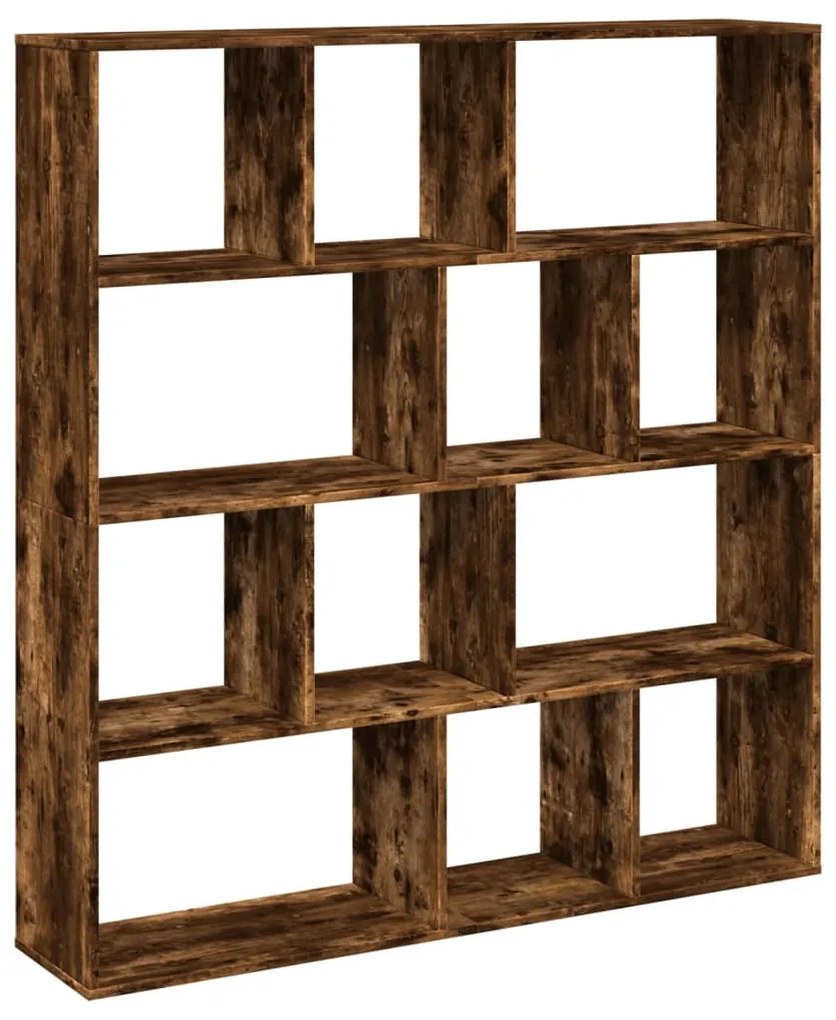 füstös tölgy színű szerelt fa könyvszekrény 132 x 29 x 141,5 cm
