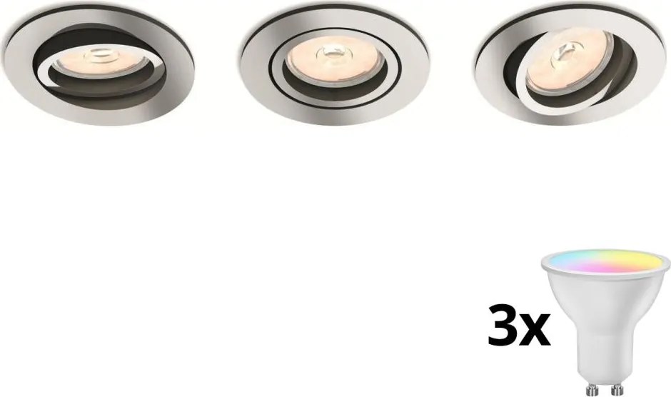 Philips 50393/11/PN - 3x LED RGBW dimmelhető beépíthető mennyezeti lámpa 1xGU10/4,8W/230V króm + távirányító