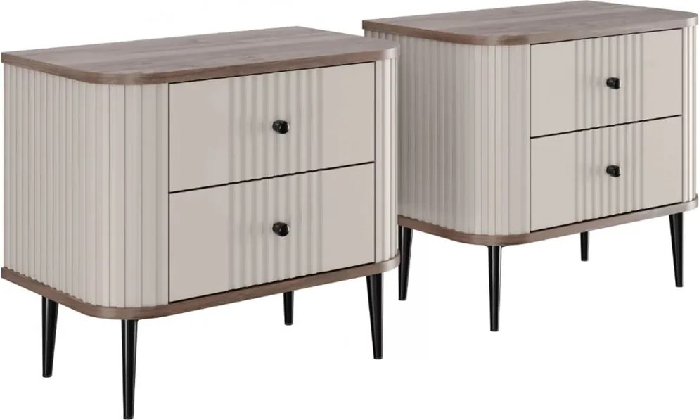 Vesper éjjeliszekrény szett 56 cm - kasmír / dió / fekete lábak