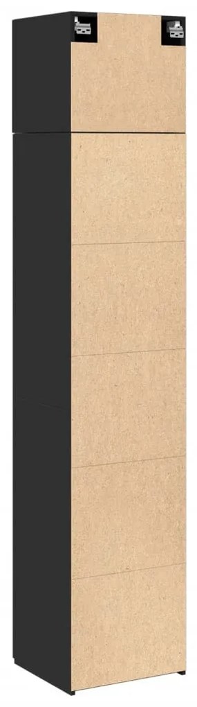 fekete szerelt fa vékony tárolószekrény 45 x 42,5 x 225 cm