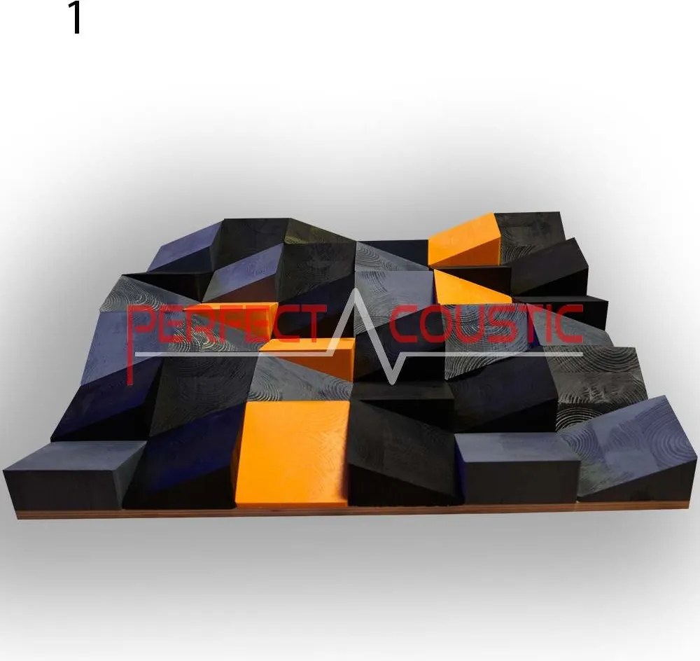 Art nagy kockás akusztikai diffúzorok 60x60x6cm- 2 színben - 09 - türkiz/fekete , 70x70x6cm csomagolás nélkül