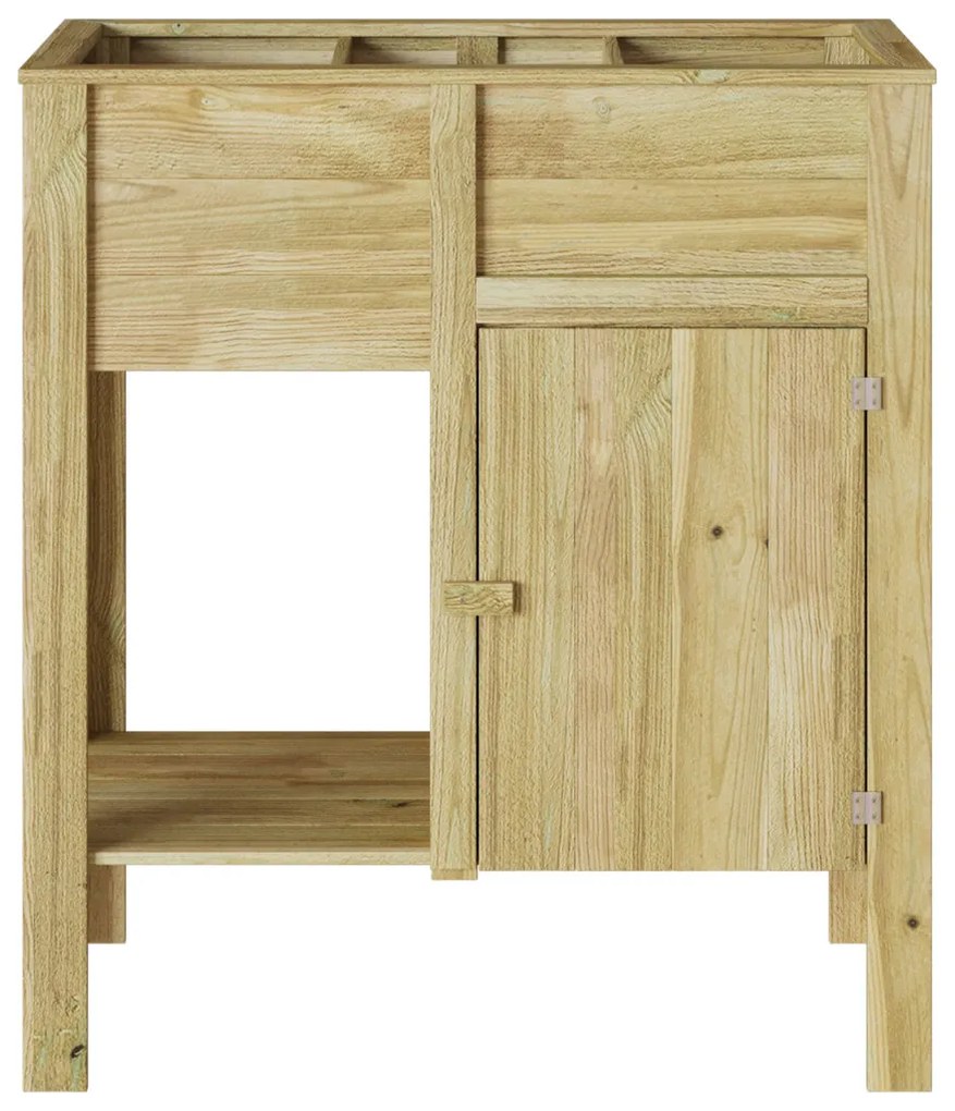 Kerti Magaságyás Tárolóval 85x46x96 cm Kezelt Fa Háncssal