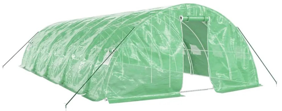 zöld acélvázas melegház 50 m² 10 x 5 x 2,3 m