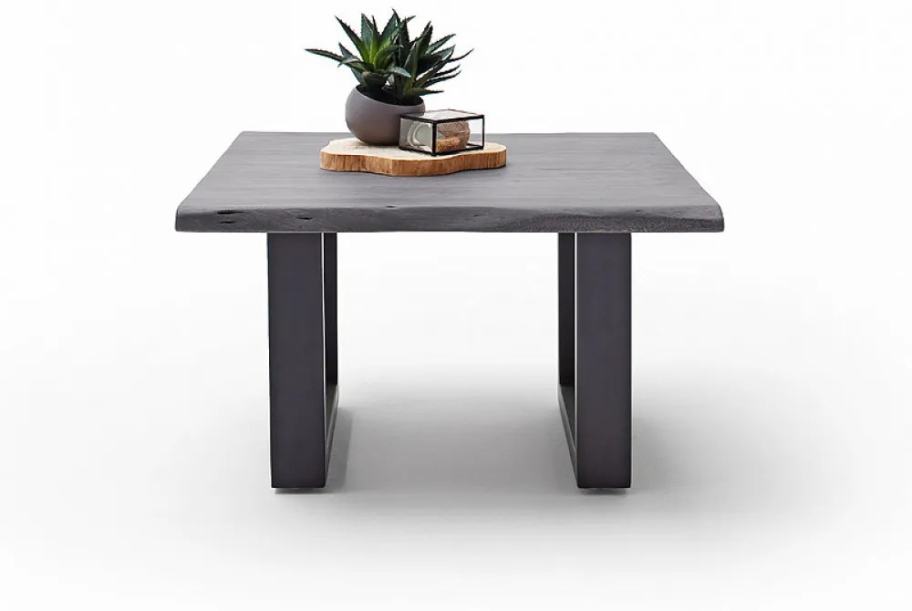 CARTAGENA dohányzó asztal akácfa 75x75cm - U alakú antracit szürke lábbal - Szürke