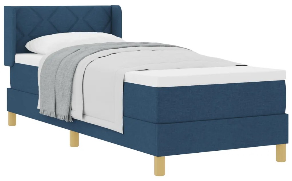 Boxspring Ágy Matraccal - Kék, 80 x 200 cm Textil
