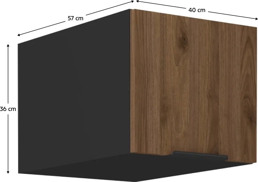Felső szekrény, okapi dió/fekete, MENZO 40 NAGU-36 1F