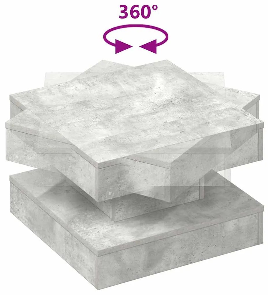 betonszürke dohányzóasztal 360 fokban forgatható 50x50x34,5 cm