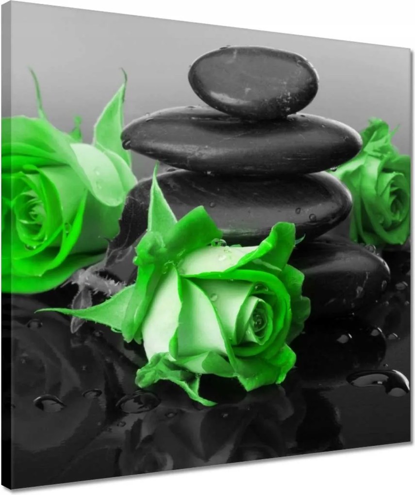 Vászonkép 40x40 Zöld rózsavirágok