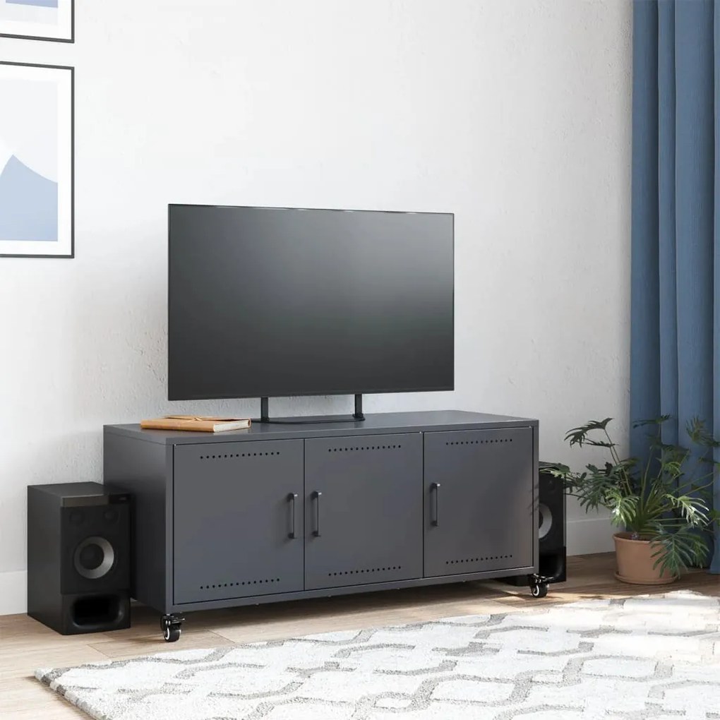antracitszürke acél TV-szekrény 100,5 x 39 x 43,5 cm