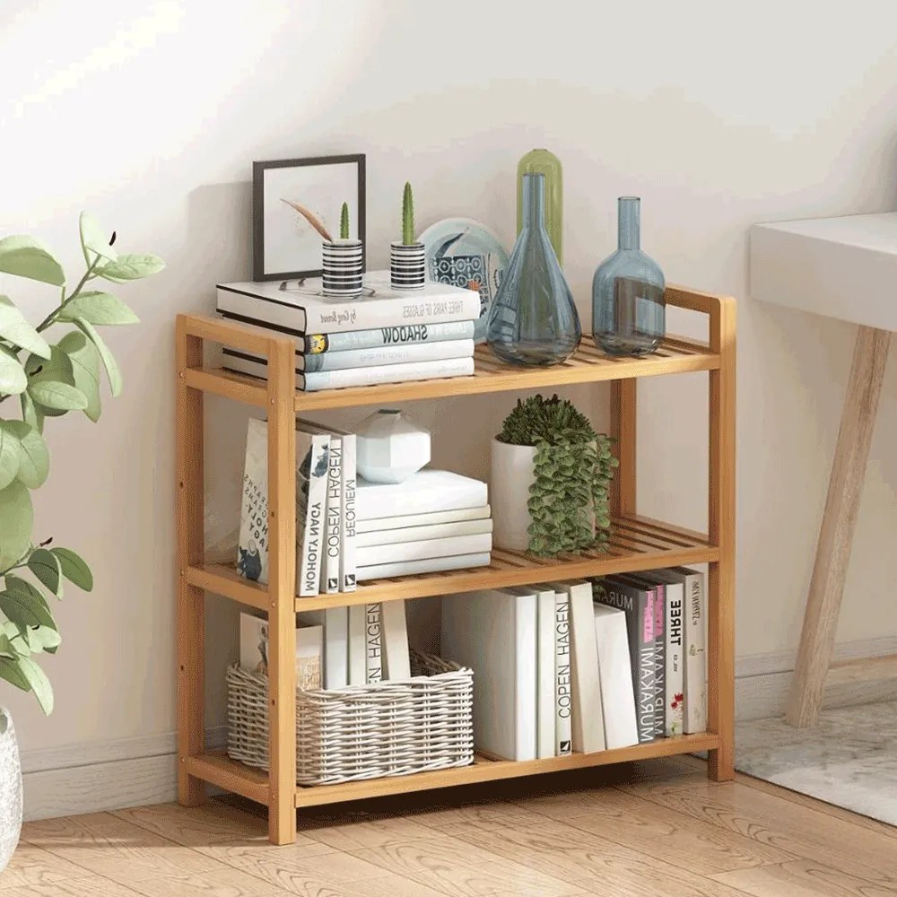 3 polcos polcállvány, természetes bambusz, FIORE TYP 1